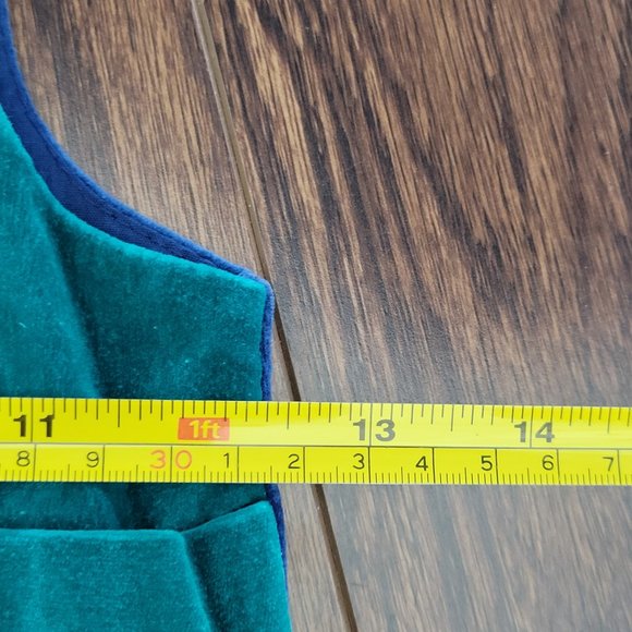 Vintage Boys Romper Suit Velvet One Piece Boy Zippered Sleeveless Blue Green 4T - Picture 8 of 10